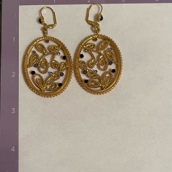 Sorrelli Statement Earrings - Lapis and Bright Gold Finish - Picture 2 of 5